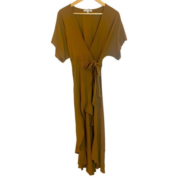 Young Fabulous Broke Lilly Ruffle Wrap Maxi Dress Flutter Sleeve - Picture 1 of 4
